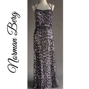 Vintage Sequined Silver Gown